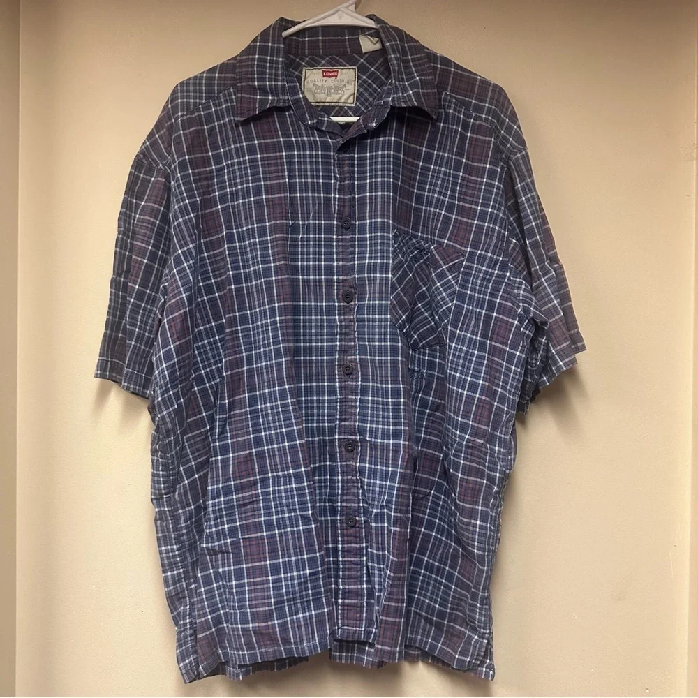 Levi's Men's Casual‎ Blue and Brown Plaid Shirt